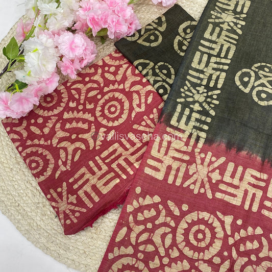 Unstitched Salwar Material- Baswada Batick Printed Silk - VVUSM005