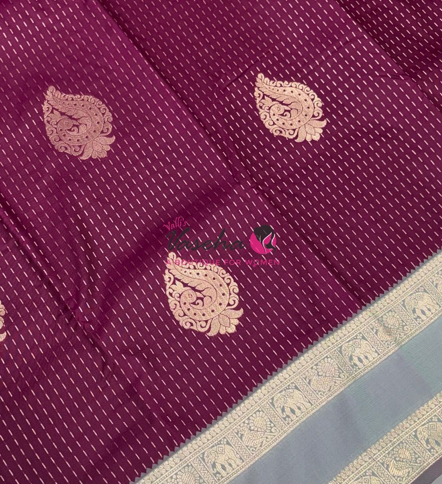 Semi Soft Silk - Wine With Grey- VVSSS036