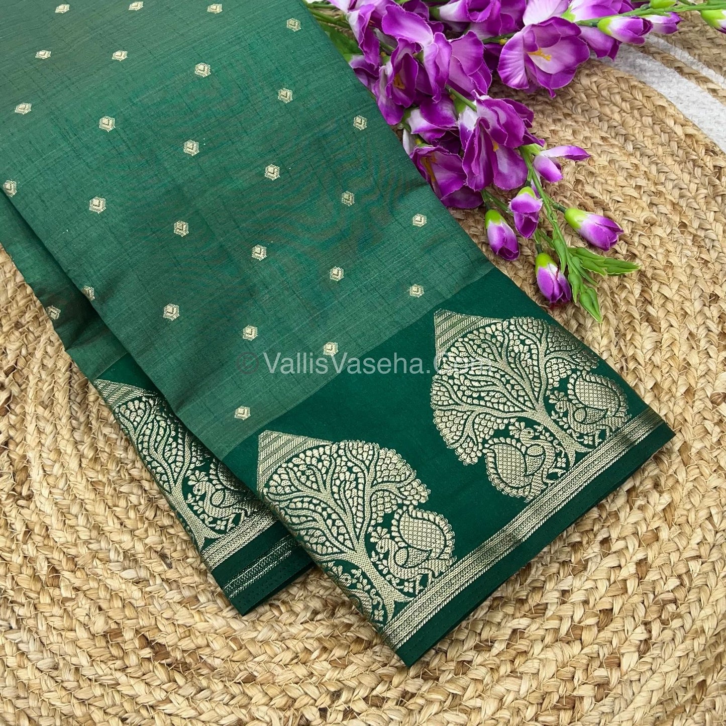 Semi Tussar Silk Saree - Green shade - VVSTS036