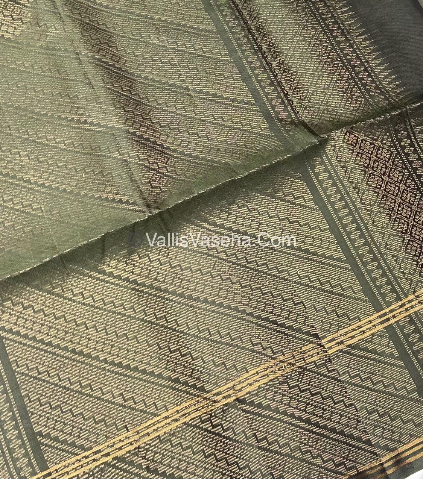 Pure Soft Silk Saree - Pastel Blue & Olive Green - VVPSS062