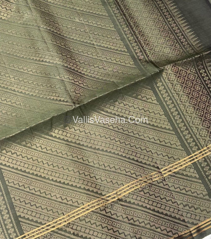 Pure Soft Silk Saree - Pastel Blue & Olive Green - VVPSS062