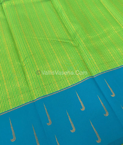 Kanchi Semi Silk - Green with  Blue VVKSS001