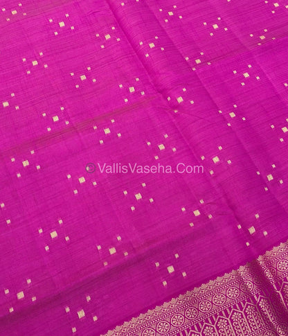 Semi Tussar Silk - Grand Pallu  - Pink Shade - VVSTS031