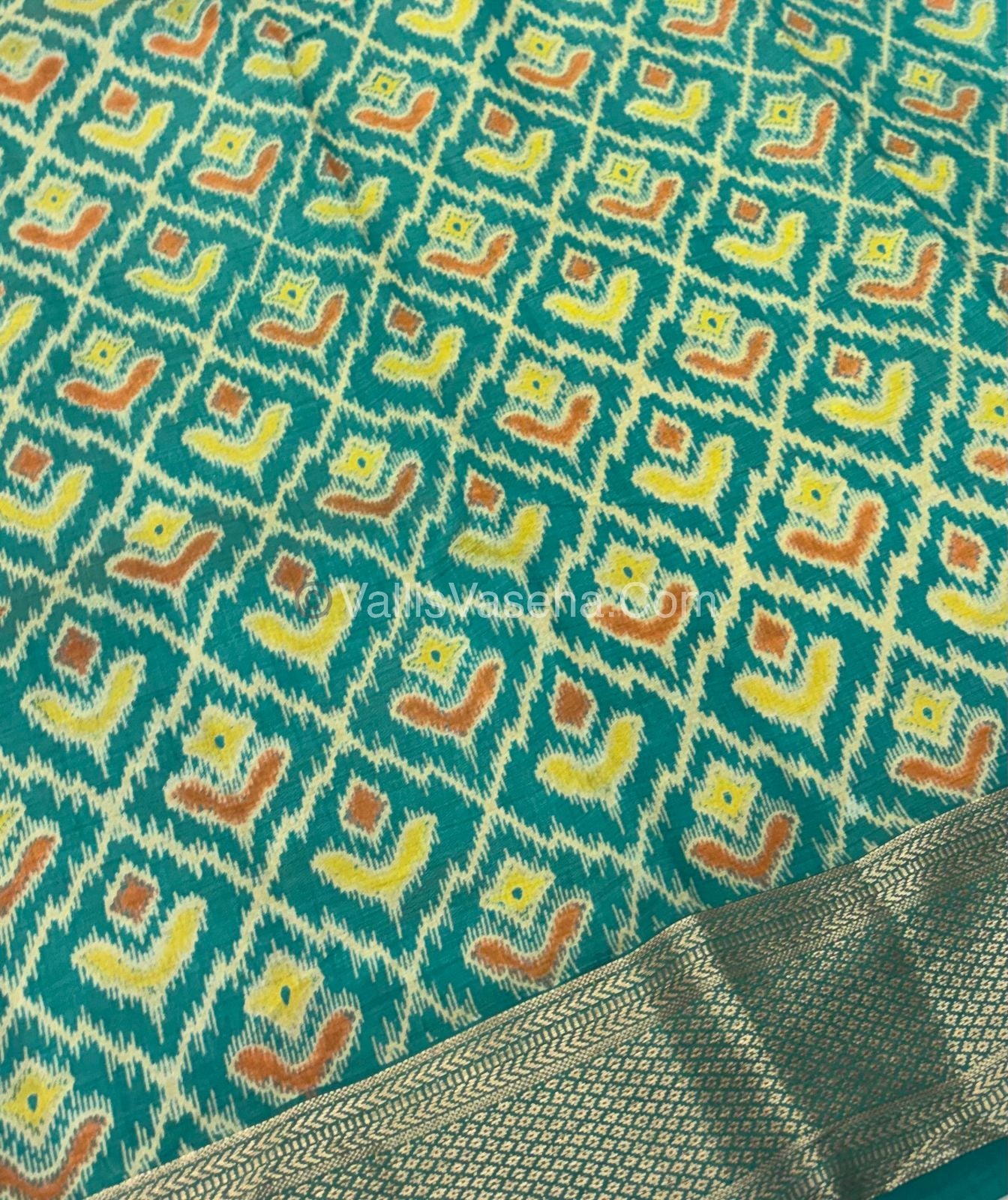 Semi Tussar Silk Saree - Ikkat / Pochampally Design - Ramar Blue Shade - VVSTS033