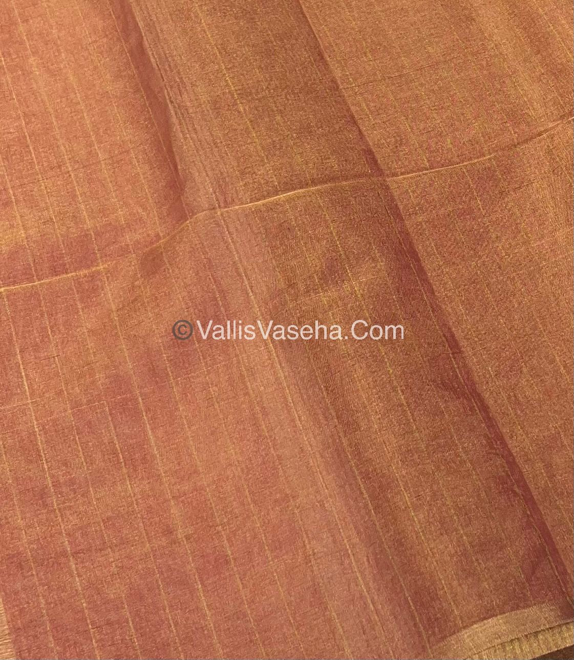 Pure Maheshwari Tissue Silk - Triple Tone Rust Pink & Gold Shade - VVMTS001
