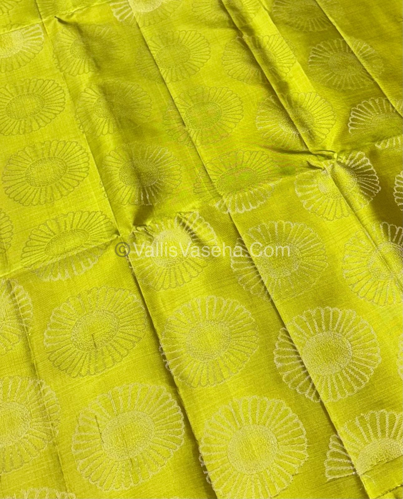 Pure Soft Silk Saree - Dupion Weaving - Wine  & Lemon Green Shade - VVPSS065