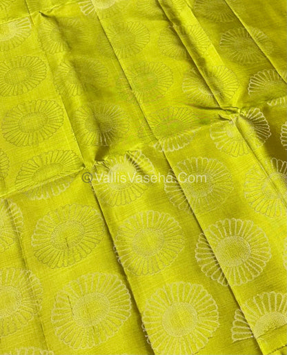 Pure Soft Silk Saree - Dupion Weaving - Wine  & Lemon Green Shade - VVPSS065
