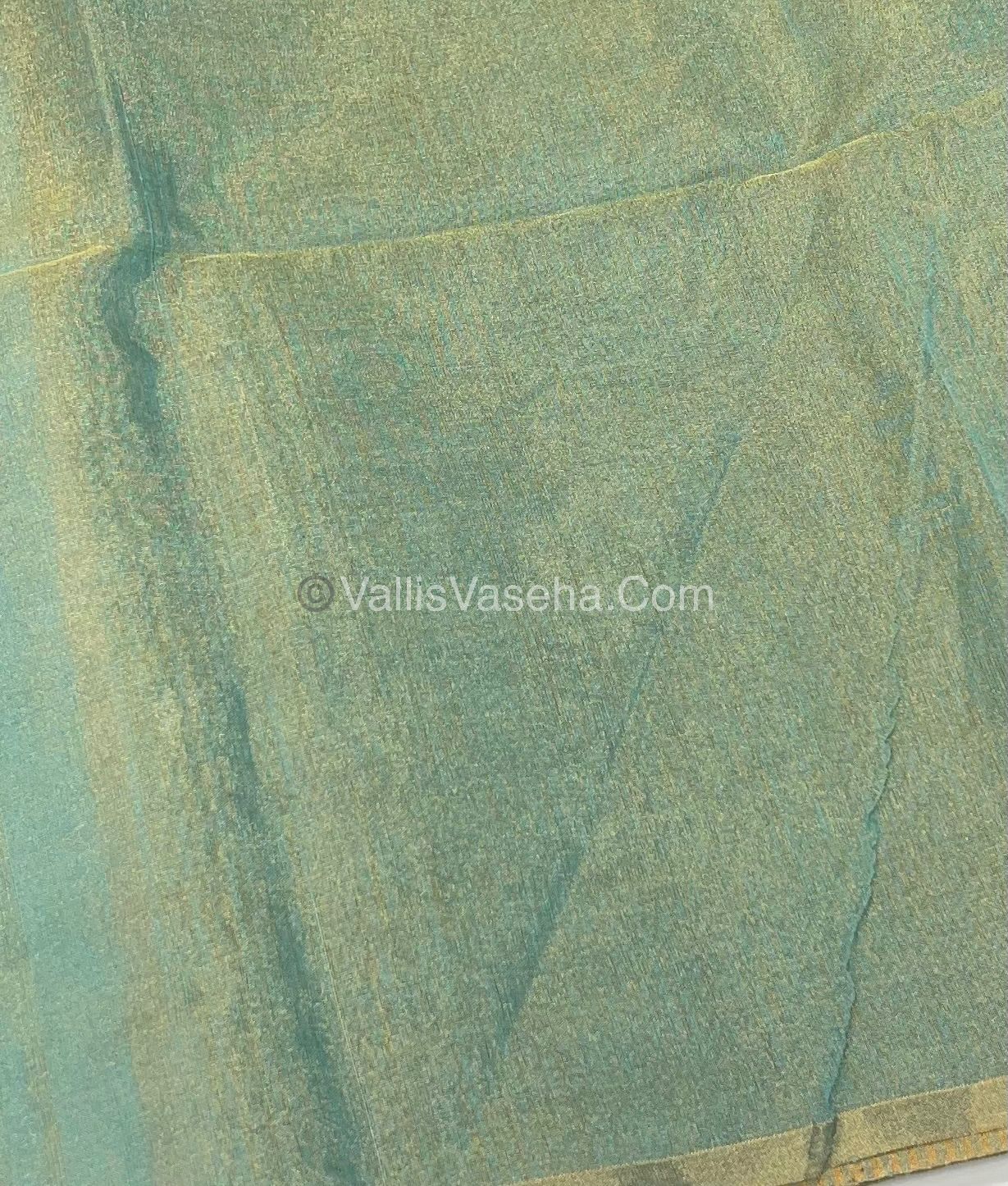 Pure Maheshwari Tissue Silk - Triple Tone Light Blue & Gold Shade - VVMTS001
