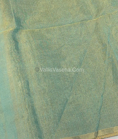 Pure Maheshwari Tissue Silk - Triple Tone Light Blue & Gold Shade - VVMTS001