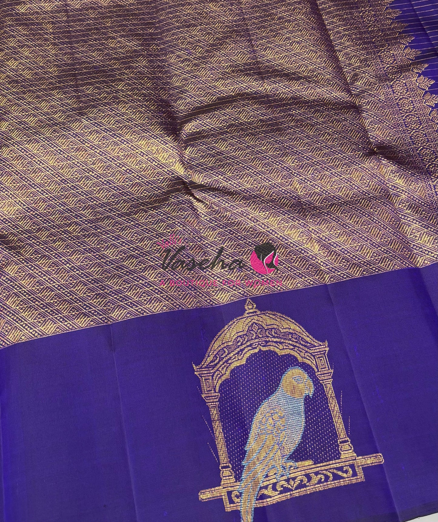 Pure Kanchipuram Silk Saree - Blue Shade  - VVPS058