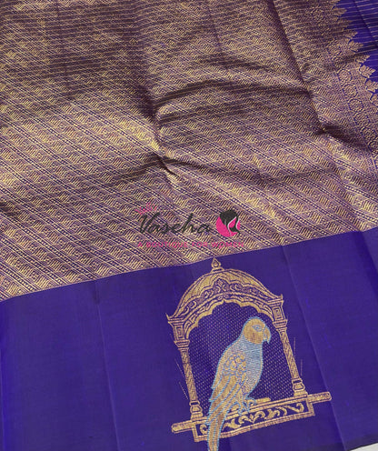Pure Kanchipuram Silk Saree - Blue Shade  - VVPS058