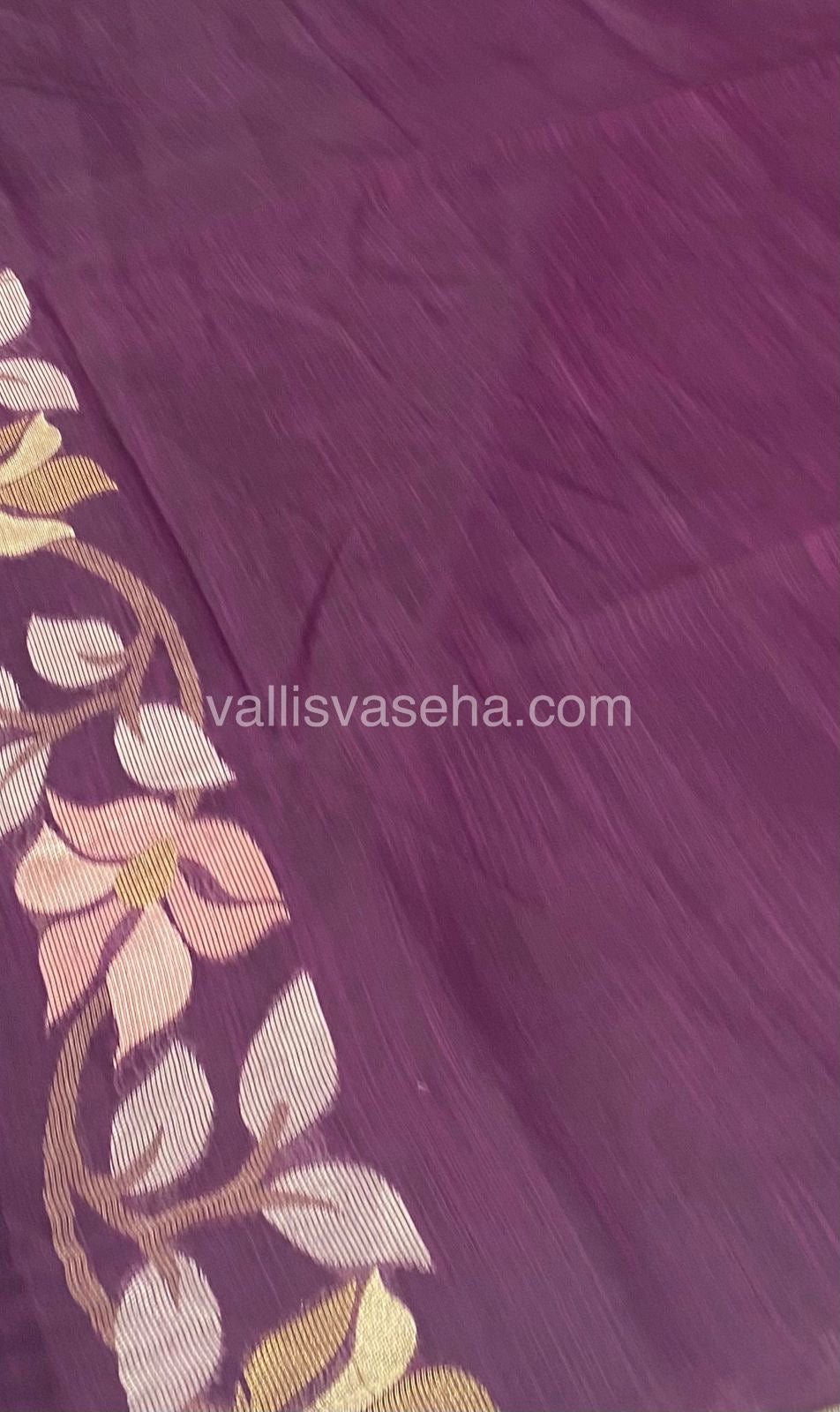 Semi Raw Silk with Jamdhani Design Weaving  - Wine Shade - VVRS001