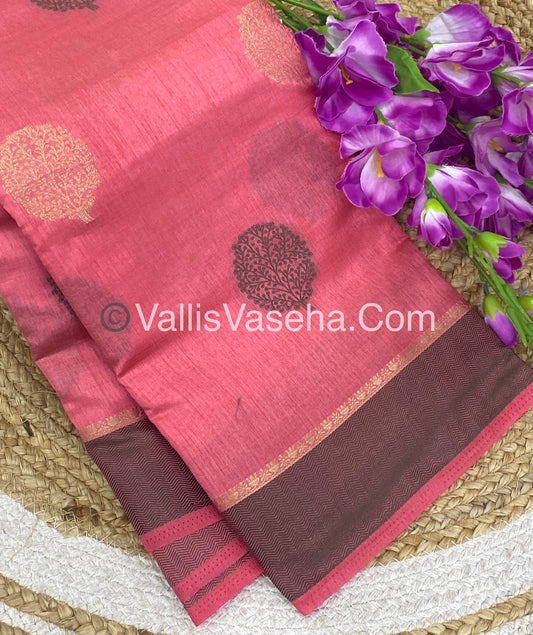 Semi Tussar Silk Saree - Peach shade - VVSTS009