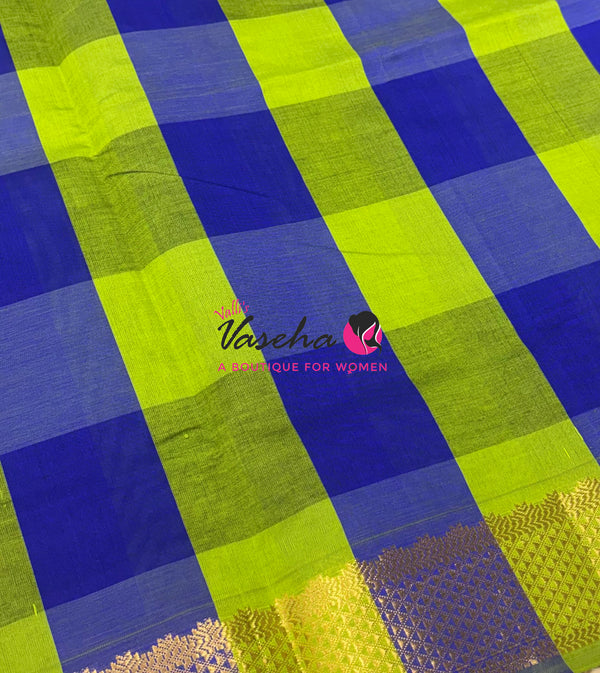 Semi Silk Cotton Saree | Pazhum Pazhamum Checks Design |VVSSC020