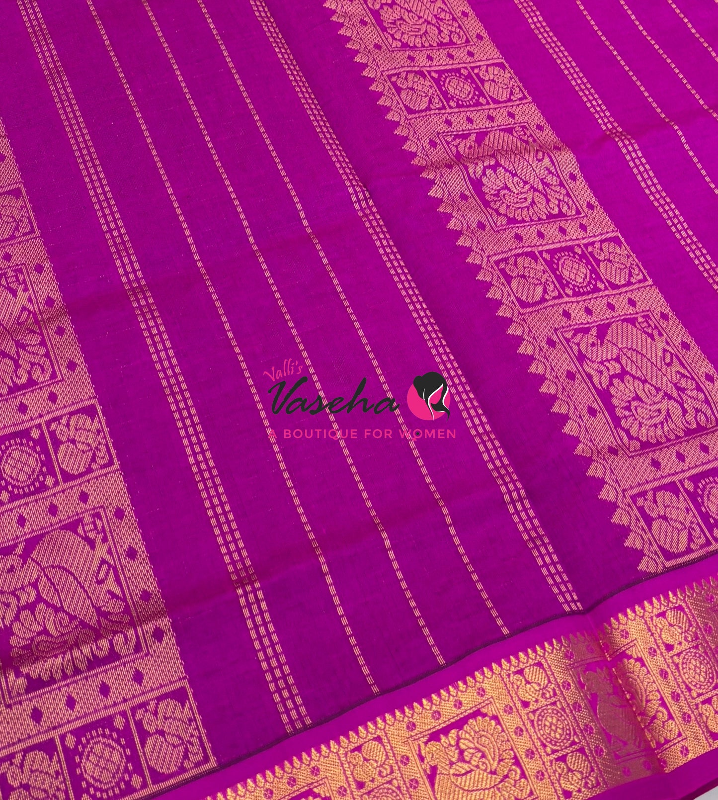Pure Silk Cotton Saree - Green With Purple - Lakshadeepam Design - VVPLD004