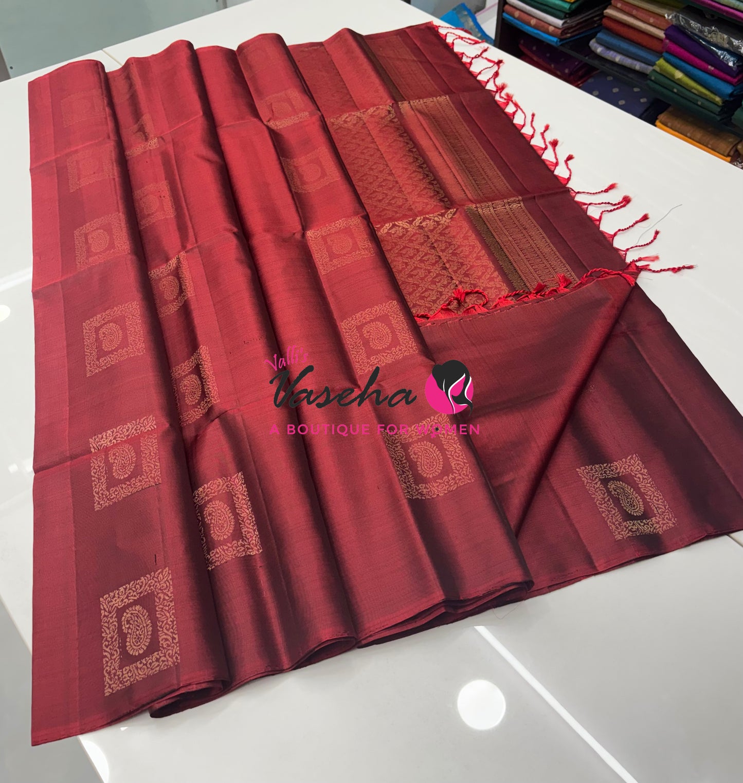 Pure Soft Silk Saree  - Border Less  - Maroon Shade - VVPSS100