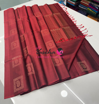 Pure Soft Silk Saree  - Border Less  - Maroon Shade - VVPSS100