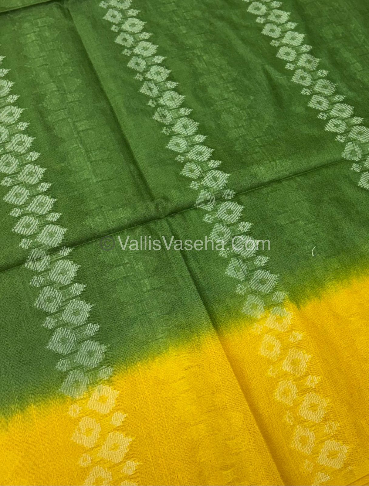 Bhagalpuri Silk - Green With Yellow  - VVBS008