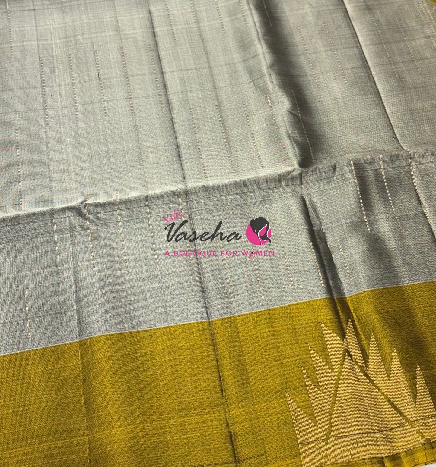 Half Mixed  Soft Silk Saree - Grey & Lemon Green - VVPSS077