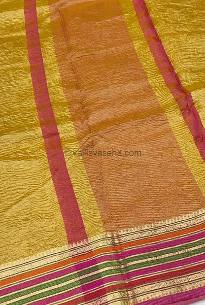 Crushed Tissue Saree - Yellow Shade - VVCTS001