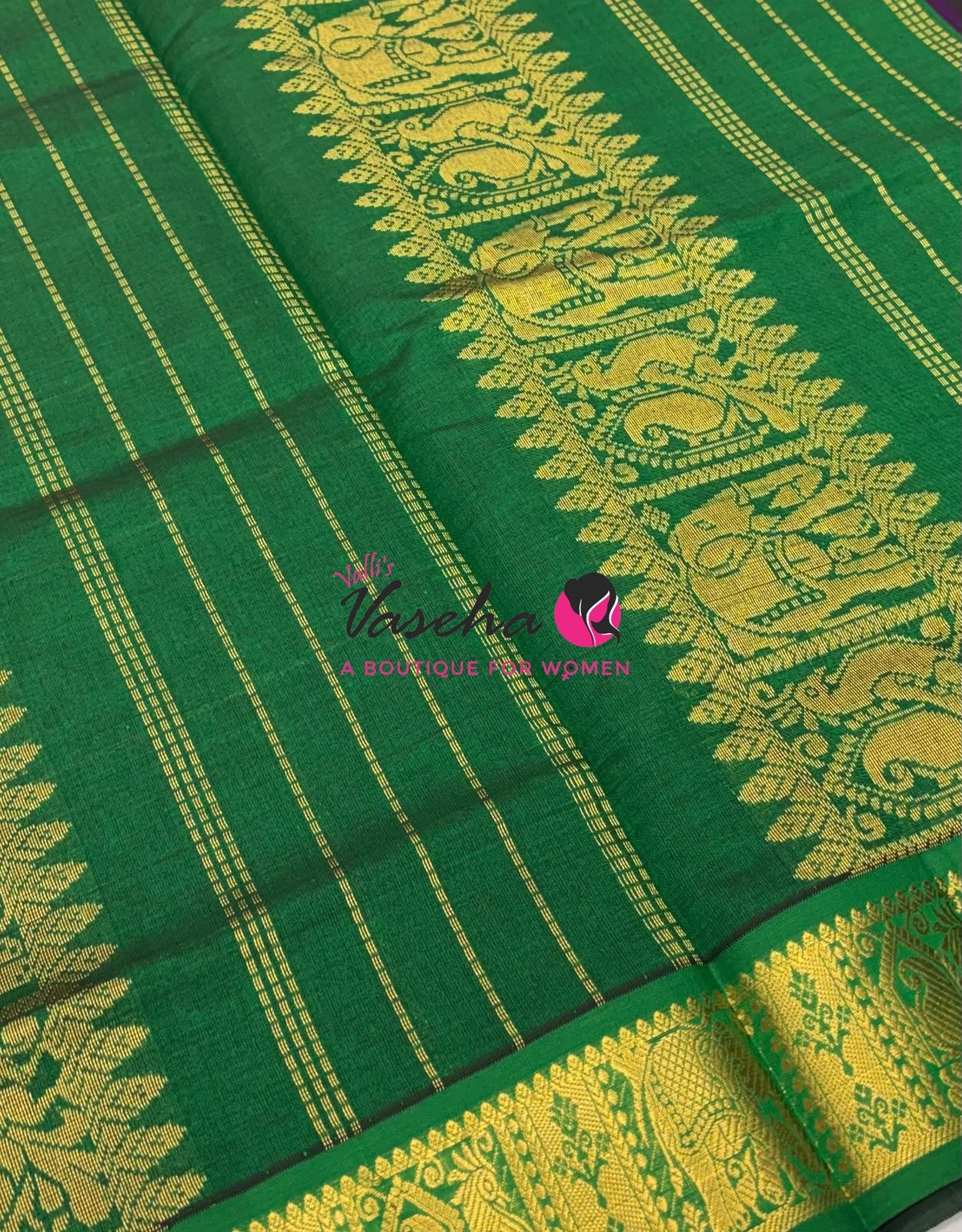 Semi Silk Cotton Saree - Checked Pattern with Butta  - VVSSC013
