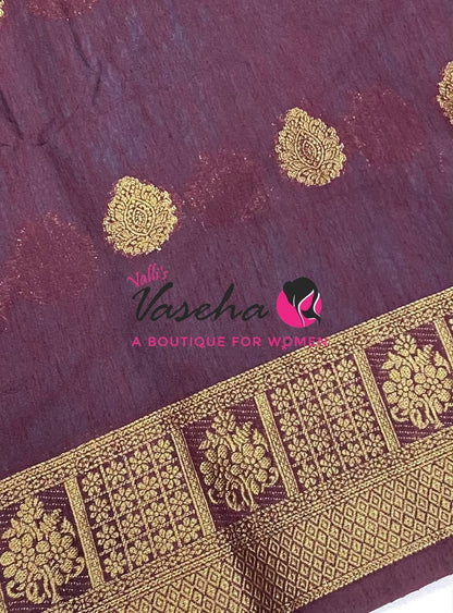 Semi Jute Silk Saree - Blue With Yellow Shade- VVSJS002