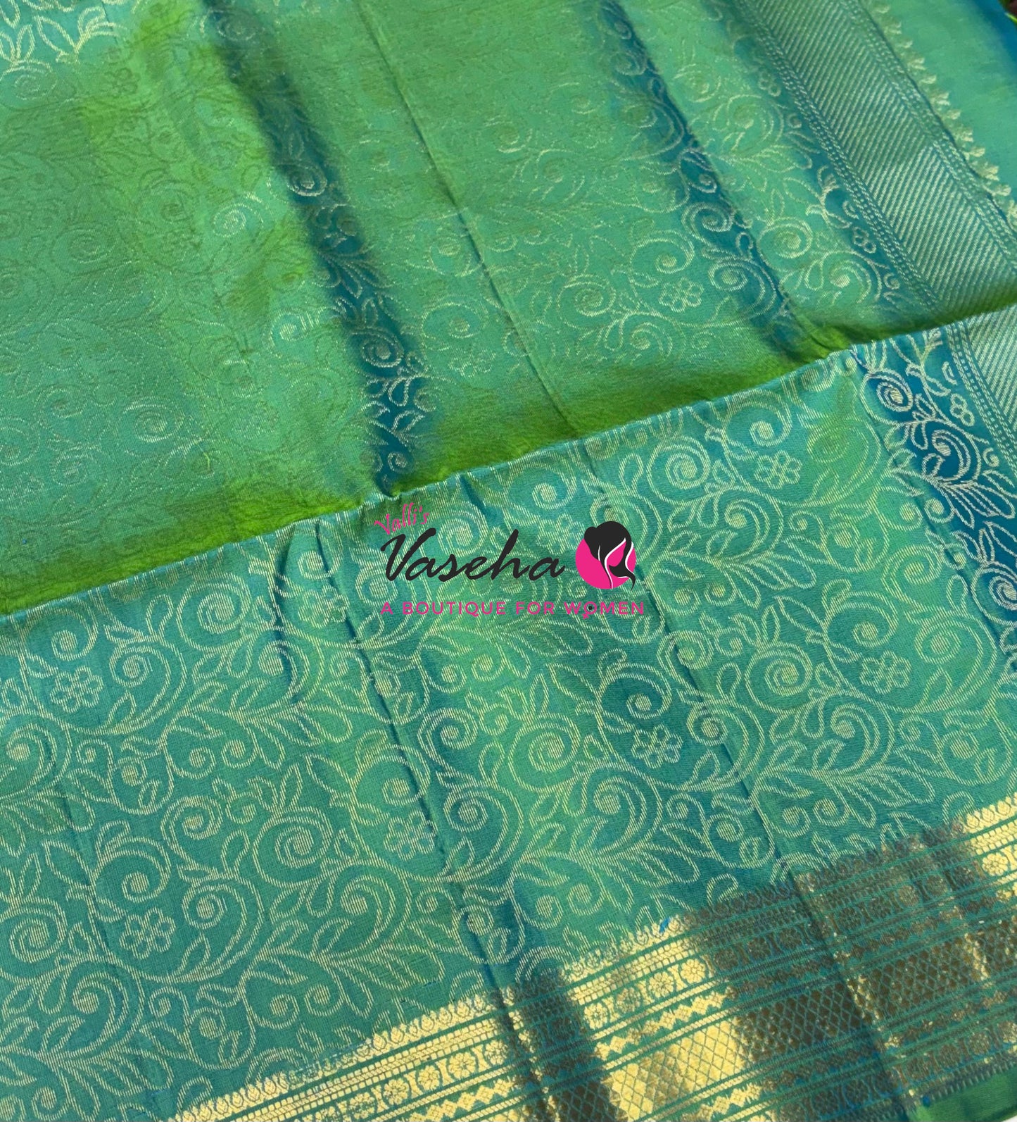 Pure Soft Silk Saree - Dual Tone Green Shade - VVPSS098