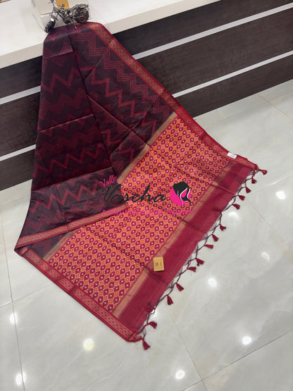 Semi Raw Silk with Zig Zag  Design Weaving - VVRS003