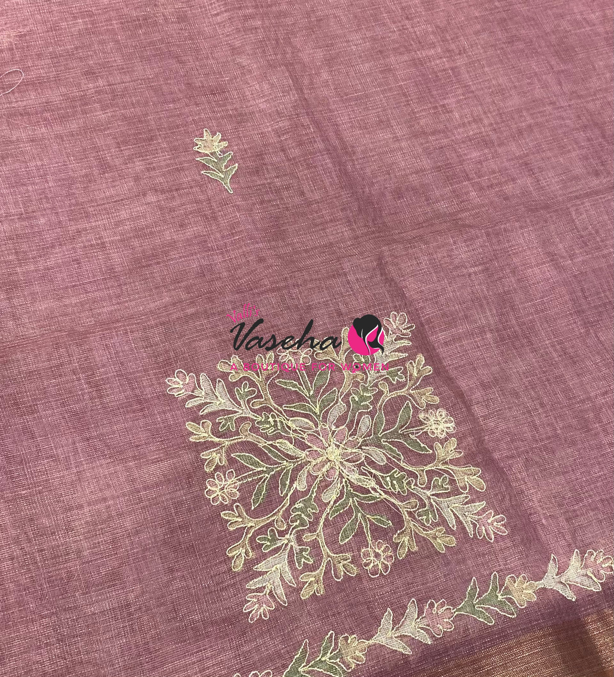 Linen Tissue Saree - Pink Shade - VVLTS005