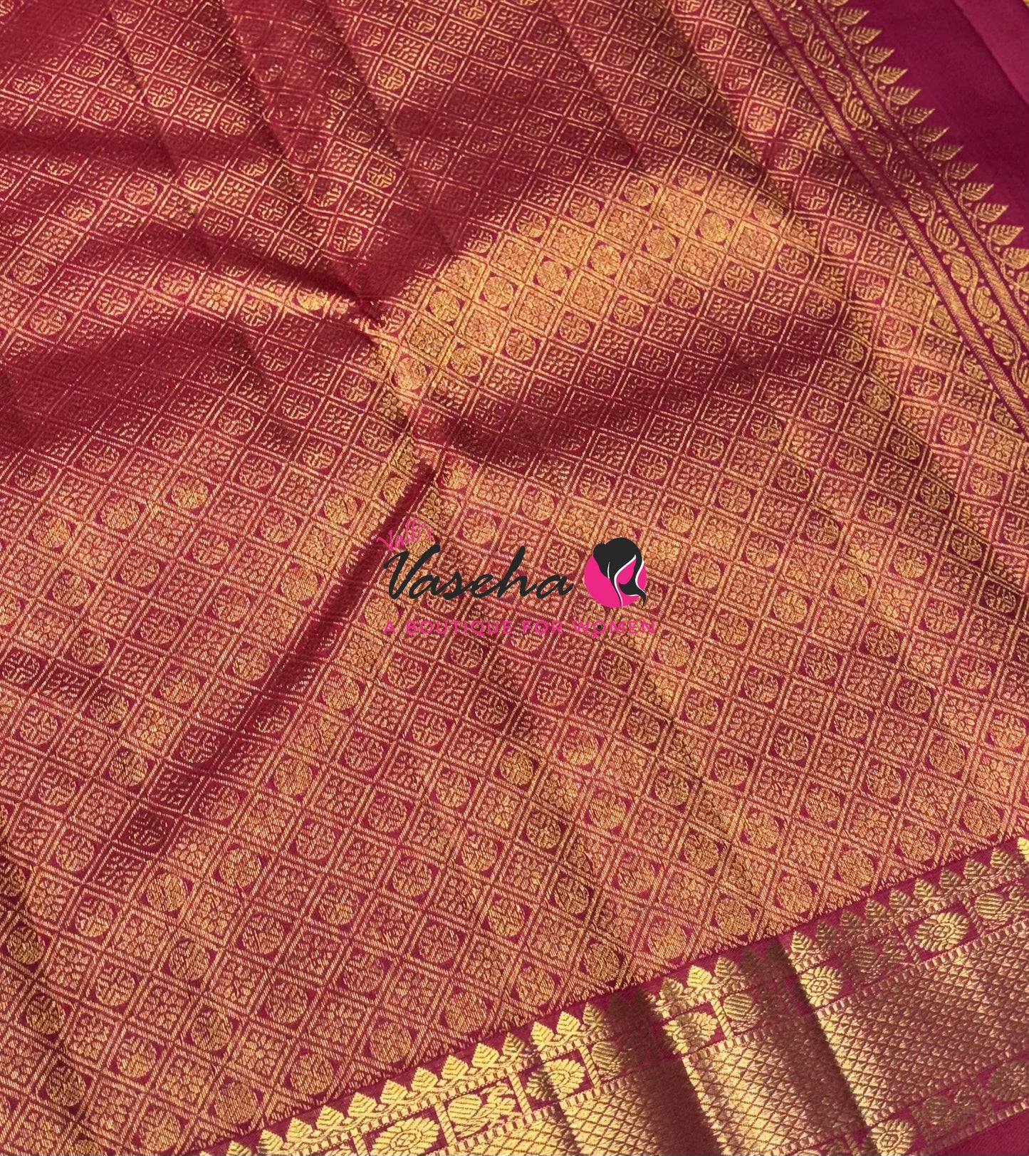 Pure Vintage Korvai Kanchipuram Silk Saree - Pazhum Pazhamum Checks - VVPS061