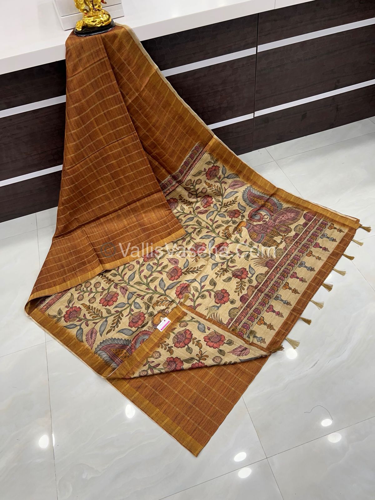 Semi Gicha Tussar Silk Saree - checks pattern - VVSGT001