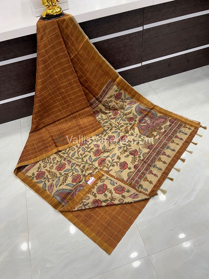 Semi Gicha Tussar Silk Saree - checks pattern - VVSGT001