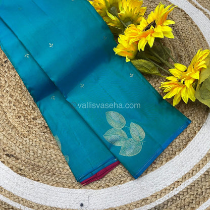 Pure Soft Silk Saree - Light Weight - Double tone Blue with Dark Pink shade - VVPSS025