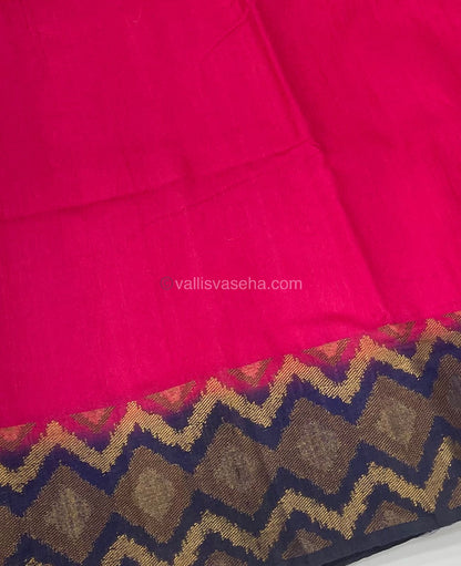 Bamboo Silk Saree  - Shade of Pink With Navy Blue Shade - VVBSS001