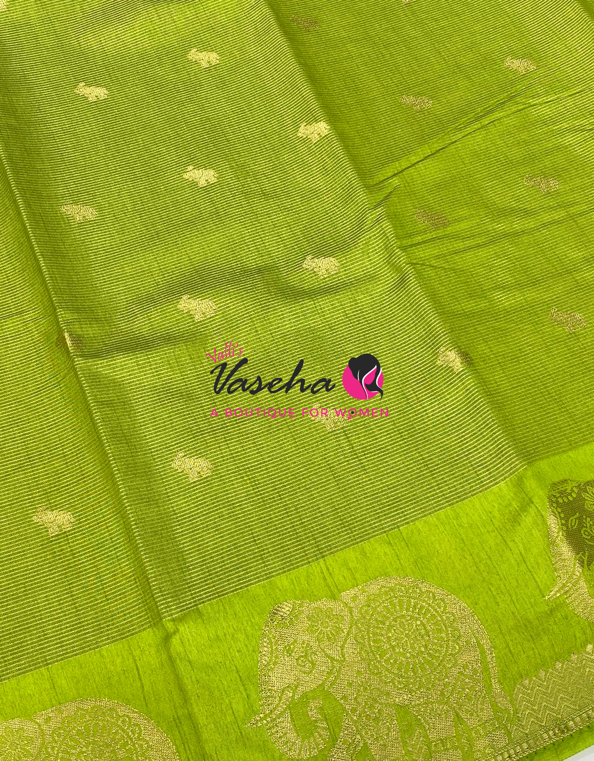 Semi Tussar Silk Saree | Parrot Green Shade |VVSTS060