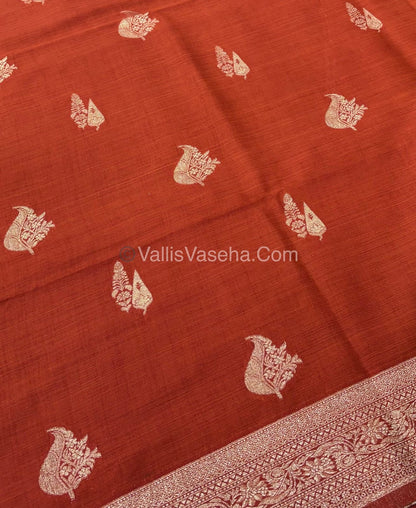 Banarasi - Heritage Silk - Semi Kathan Silk -  Rust Orange Shade - VVBHS009