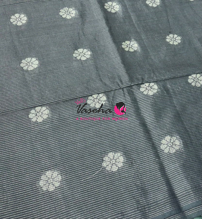 Bhagalpuri Silk - Vaira Voosi Lines - Grey & Green Combo - VVBSV003