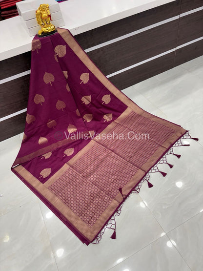 Banarasi - Heritage Silk - Semi Kathan Silk -  Wine Shade - VVBHS007