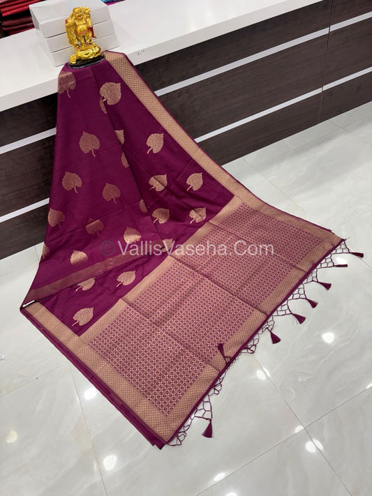 Banarasi - Heritage Silk - Semi Kathan Silk -  Wine Shade - VVBHS007
