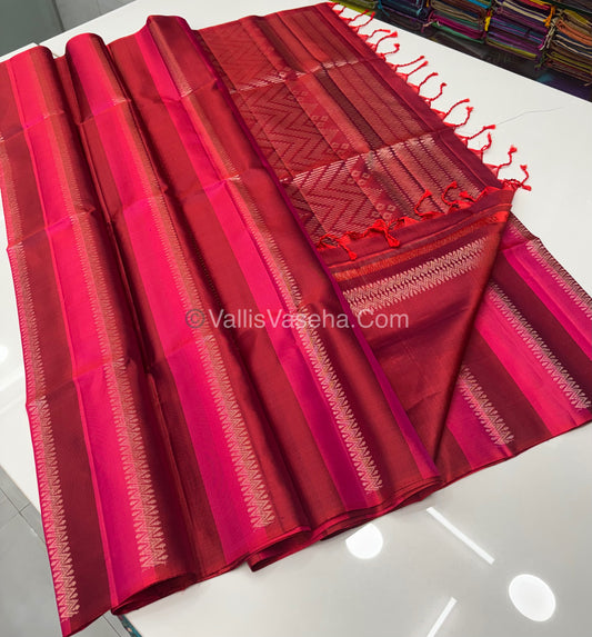 Pure Soft Silk Saree - Border Less  - Pink & Maroon Shade - VVPSS068