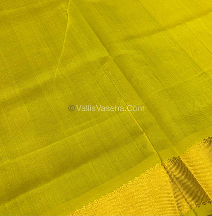Pure Silk Cotton Saree - Mayil & Chakkaram Design - Green With Yellow Shade - VVMC002