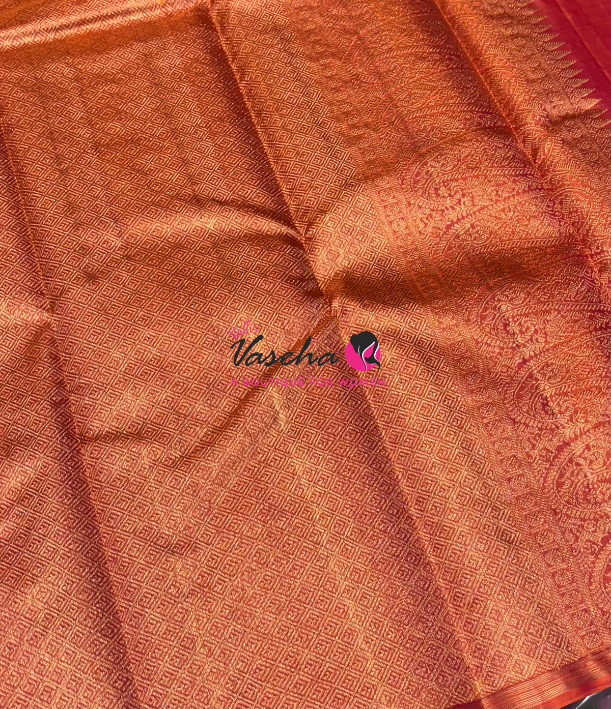 Pure Kanchipuram Silk Saree - Orangish Peach Shade - VVPS046