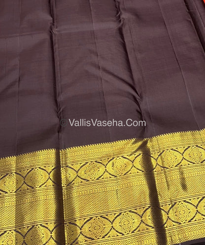 Pure Kanchipuram Silk Saree - Dark Rust Orange With Wine Brown Combo - VVPS012