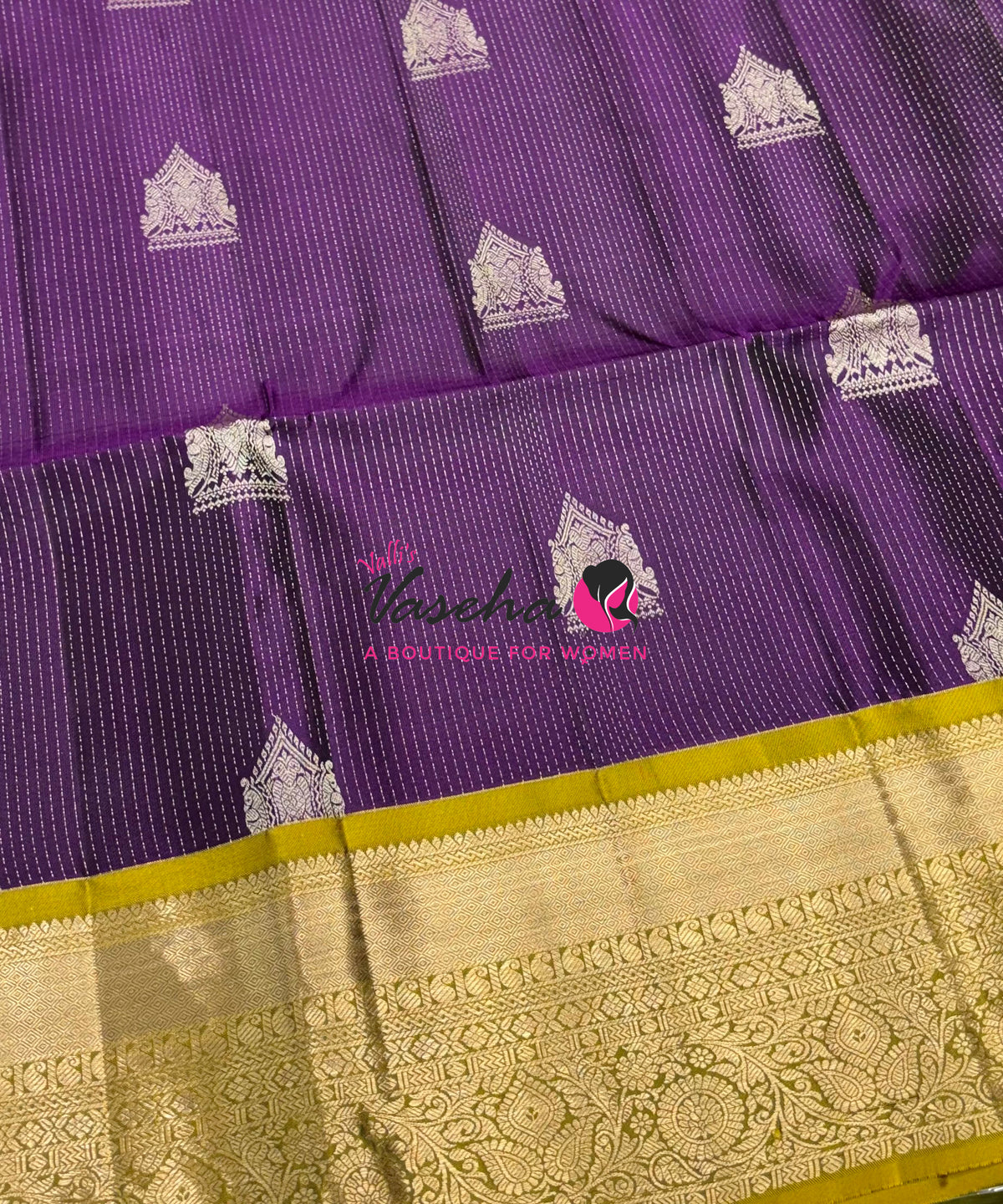 Half Mix - Pure Soft Silk Saree - Vairavoosi Design - Purple & Lemon Green - VVPSS147