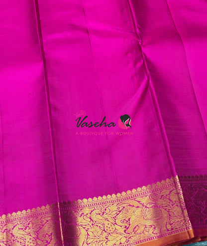 Pure Kanchipuram Silk Saree - Purple & Pink Combo - VVPS025