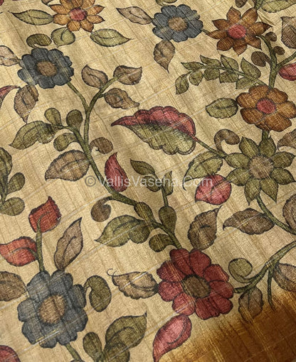 Semi Gicha Tussar Silk Saree - checks pattern - VVSGT001