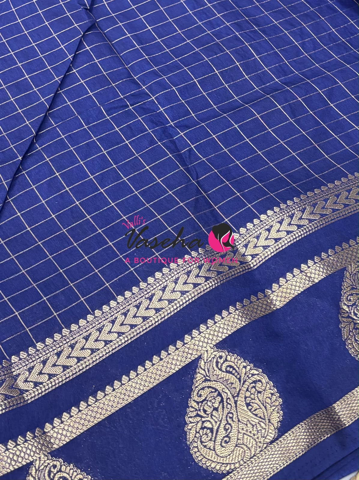 Semi Tussar Silk Saree | Dark Blue Shade |VVSTS061