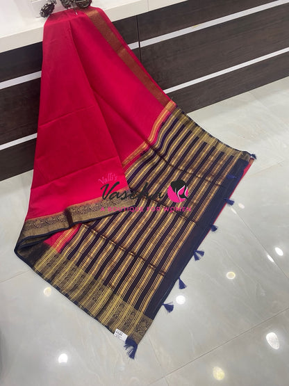 Semi Jute Silk Saree - Pink With Blue Shade- VVSJS001