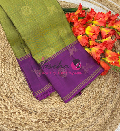 Half Mix - Pure Soft Silk Saree - Long Retta Petta Border with Butta - VVPSS105