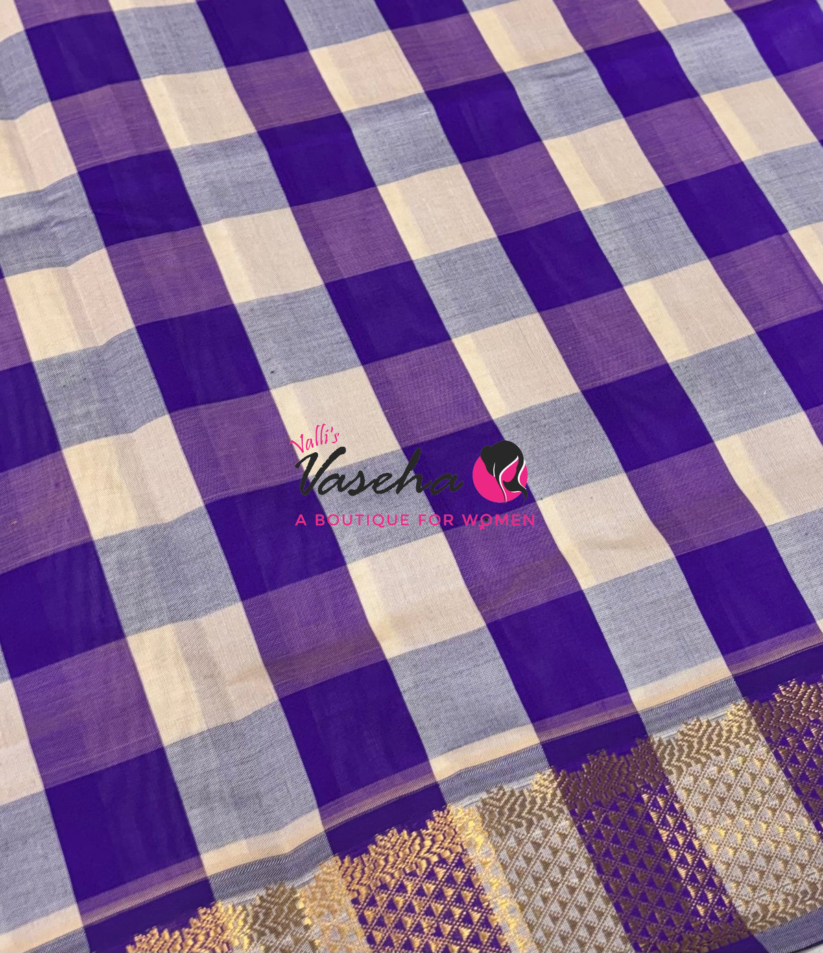 Semi Silk Cotton Saree |  Pazhum Pazhamum Checks Design |VVSSC018